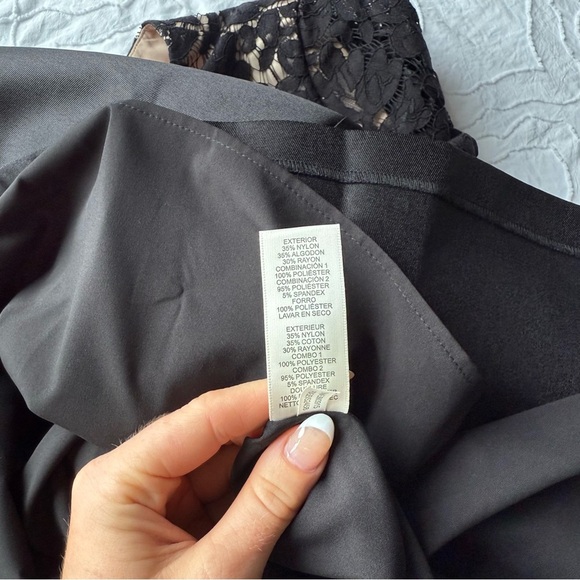 Eliza J Black Lace Overlay Sleeve Dress with Pockets - Picture 9 of 10